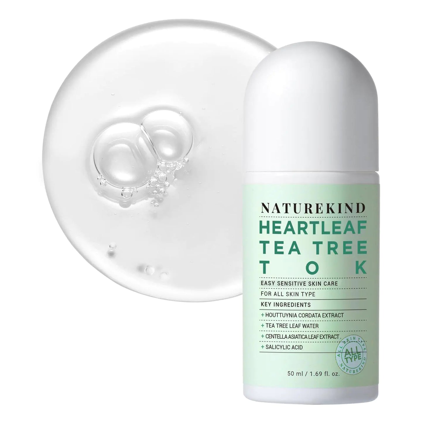 NATUREKIND Heartleaf Tea Tree Tok Acne Treatment Soothing Toner Serum Centella Asiatica Korean Facial Skincare for Pore Control Calming Nourishing. 50ml 1.69 fl. oz. - Premium Supplements