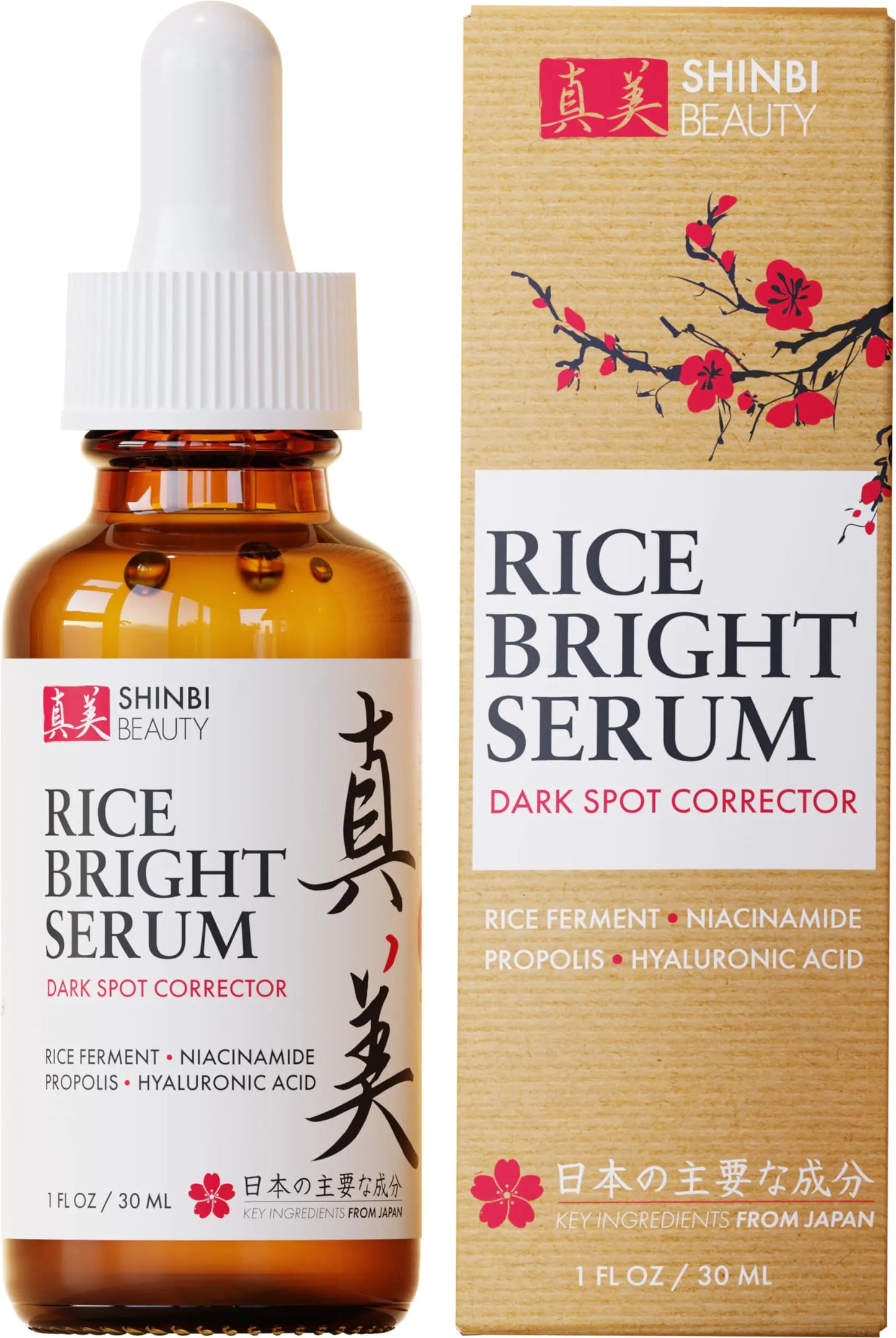 Shinbi Beauty Japanese Skincare Products - Niacinamide Melasma Brightening Serum for Dark Spots Hyperpigmentation & Uneven Skin Tone 1oz - Premium Supplements