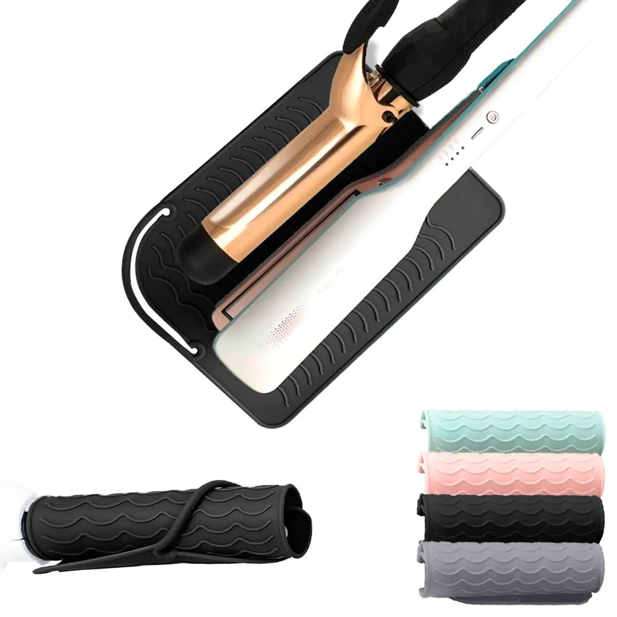 Flat Iron Heat Resistant Silicone Mat for Curling Iron Hair Straightener Heat Pad Curling Iron Sleeve Travel Case Heat Resistant and Other Hair Styling Tools for Counter 9 x 6.5 in Black - Premium Supplements