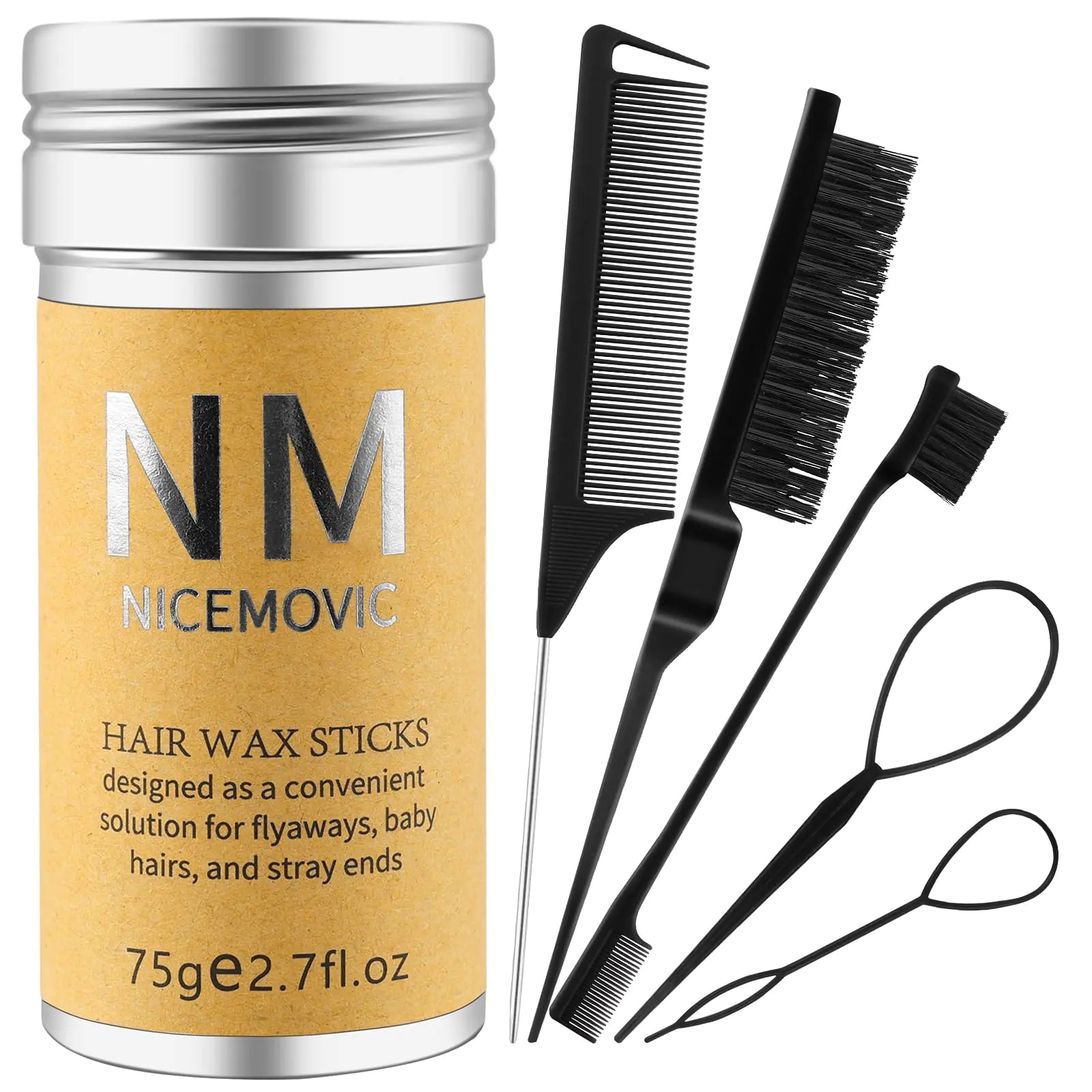 Hair Wax Stick Set for Flyaways Hair Accessories for Women Girl Teen Girls Trendy Stuff Hair Styling Tools Slick Stick Baby Hair Gel Christmas/Birthday Gifts Stocking Stuffers for Women Kids (Black) - Premium Supplements