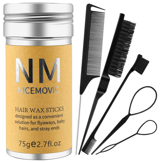 Hair Wax Stick Set for Flyaways Hair Accessories for Women Girl Teen Girls Trendy Stuff Hair Styling Tools Slick Stick Baby Hair Gel Christmas/Birthday Gifts Stocking Stuffers for Women Kids (Black) - Premium Supplements