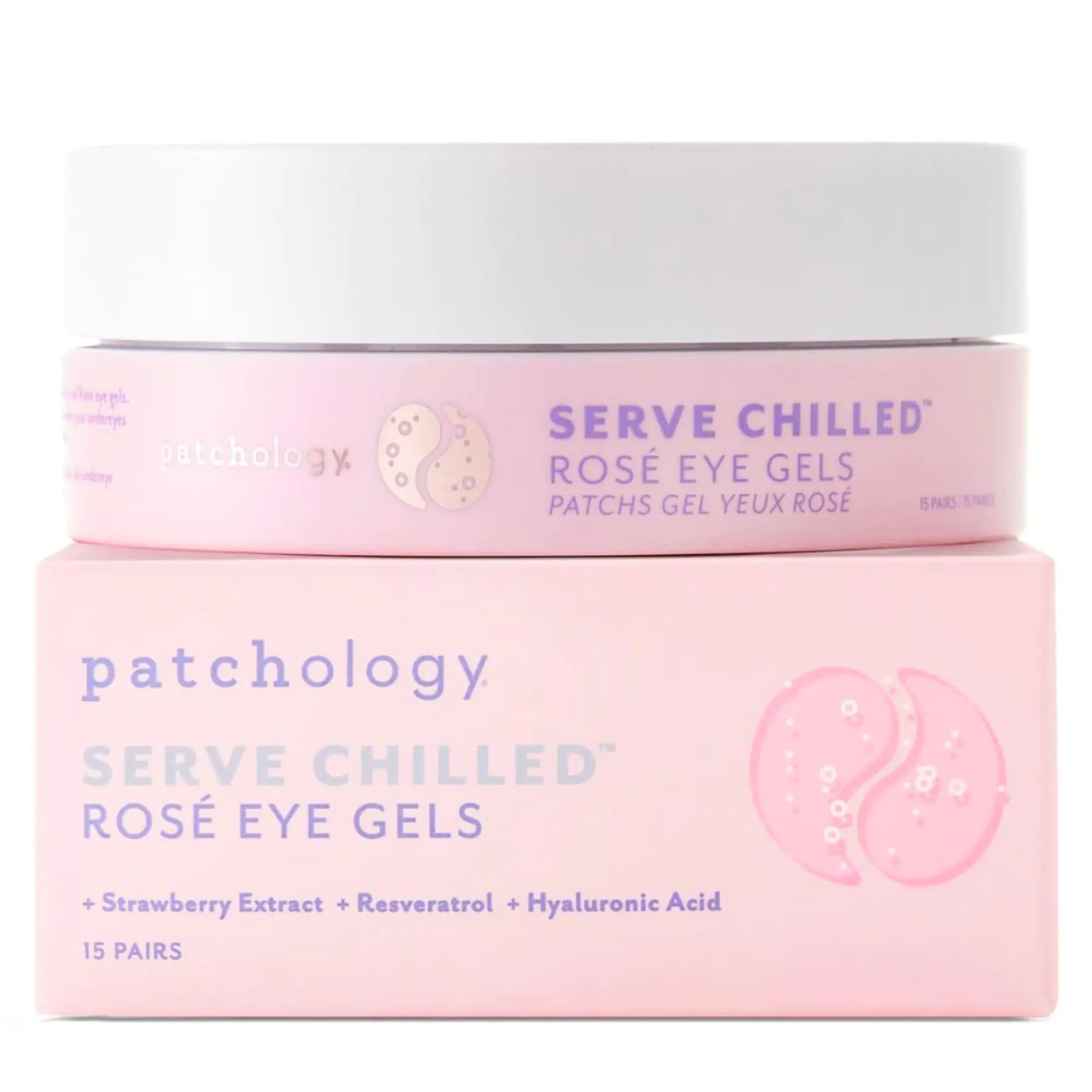Patchology Serve Chilled Rosé Eye Gels - Eye Patches for Puffy eyes & Dark Circles Gel Eye Patches Under Eye Mask w/Hyaluronic Acid Eye Treatment Products & Mini Beauty Products (15 Pairs/Jar) - Premium Supplements