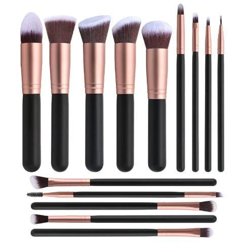 14pcs Wood Handle Makeup Brush Set - Premium Supplements