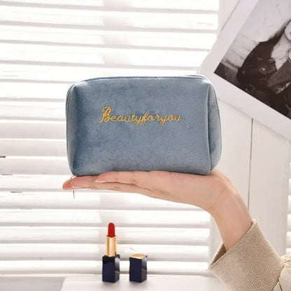 Velvet Cosmetic Bag for Makeup and Toiletries Storage - Premium Supplements