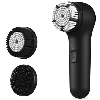 Face Scrubber NågraCoola 3.0 Facial Cleansing Brush Waterproof & Rechargeable Face Scrub Brush for Men&Women Electric Facial Exfoliator with 3 Brushes 3 Intensities 2 Action Modes - Black - Premium Supplements