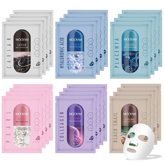 Face Masks Skincare Set for GirlMoisturizing Collagen Facial Masks for Women Home SpaHyaluronic Acid Face Mask for All Skin TypesDay Night Facial Mask Deep CleaningOil Contral 25ml (24Pack) - Premium Supplements