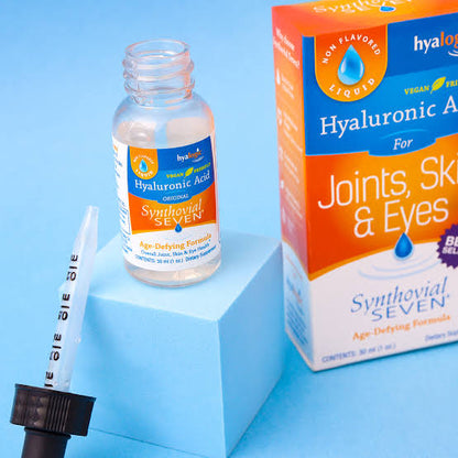 Hyalogic Liquid Synthovial Seven – 1oz Oral Hyaluronic Acid Supplement with Bonus Lip Balm Stick for Skin, Body & Lip Hydration