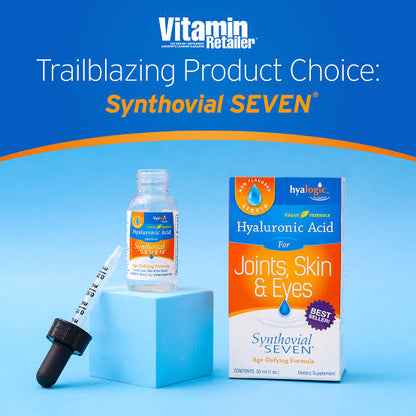 Hyalogic Liquid Synthovial Seven – 1oz Oral Hyaluronic Acid Supplement with Bonus Lip Balm Stick for Skin, Body & Lip Hydration