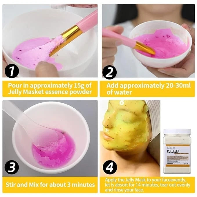 Nielies Luxe Hydro Jelly Mask – Collagen-Infused Moisturizing & Hydrating Facial Treatment, 23 fl oz