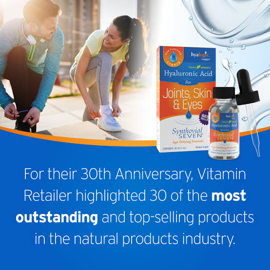 Hyalogic Liquid Synthovial Seven – 1oz Oral Hyaluronic Acid Supplement with Bonus Lip Balm Stick for Skin, Body & Lip Hydration